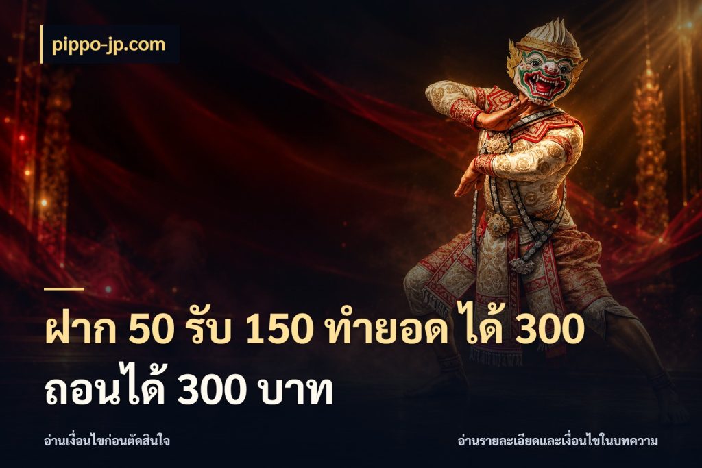 ฝาก 50 รับ 150 ทํายอด ได้ 300 ถอนได้ 300 บาท pippo-jp.com จับคู่โบนัสกับสไตล์เกมที่ชอบ