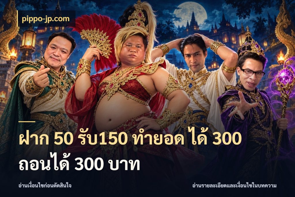 ฝาก 50 รับ150 ทำยอด ได้ 300 ถอนได้ 300 บาท จุดเด่นของเครดิตที่คนชอบเกมอยากรู้ กับ pippo-jp.com