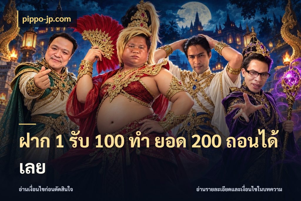 ฝาก 1 รับ 100 ทํา ยอด 200 ถอนได้เลย สีสันของโปรฝากและยอดรับ สไตล์ pippo-jp.com
