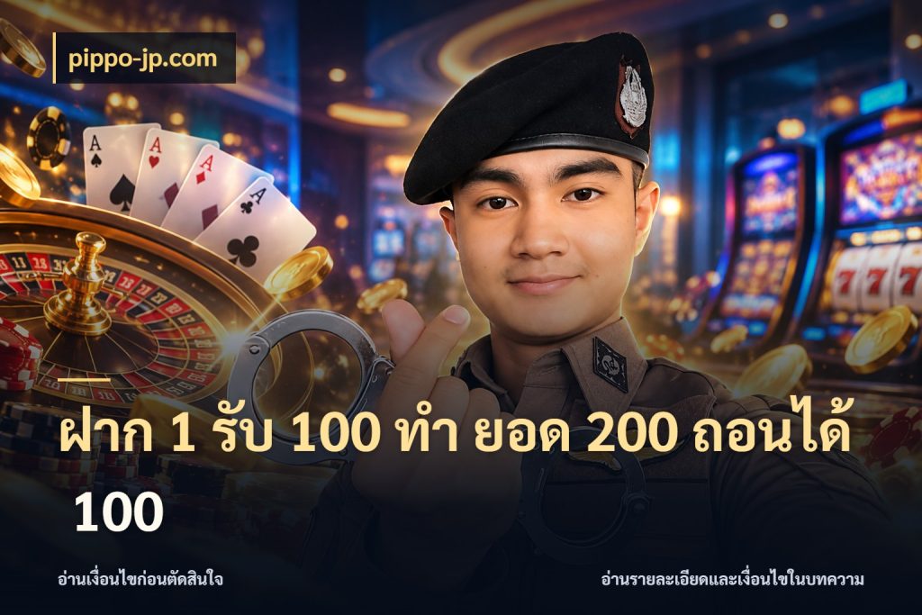 ฝาก 1 รับ 100 ทํา ยอด 200 ถอนได้ 100 เครดิตกับรูปแบบโปรที่ตรงใจ กับ pippo-jp.com