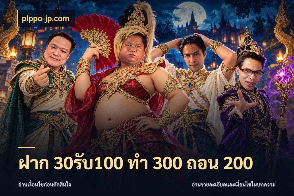 ฝาก 30รับ100 ทํา 300 ถอน 200 เปิดมุมโปรให้เข้ากับเกมแนวโปรด กับ pippo-jp.com